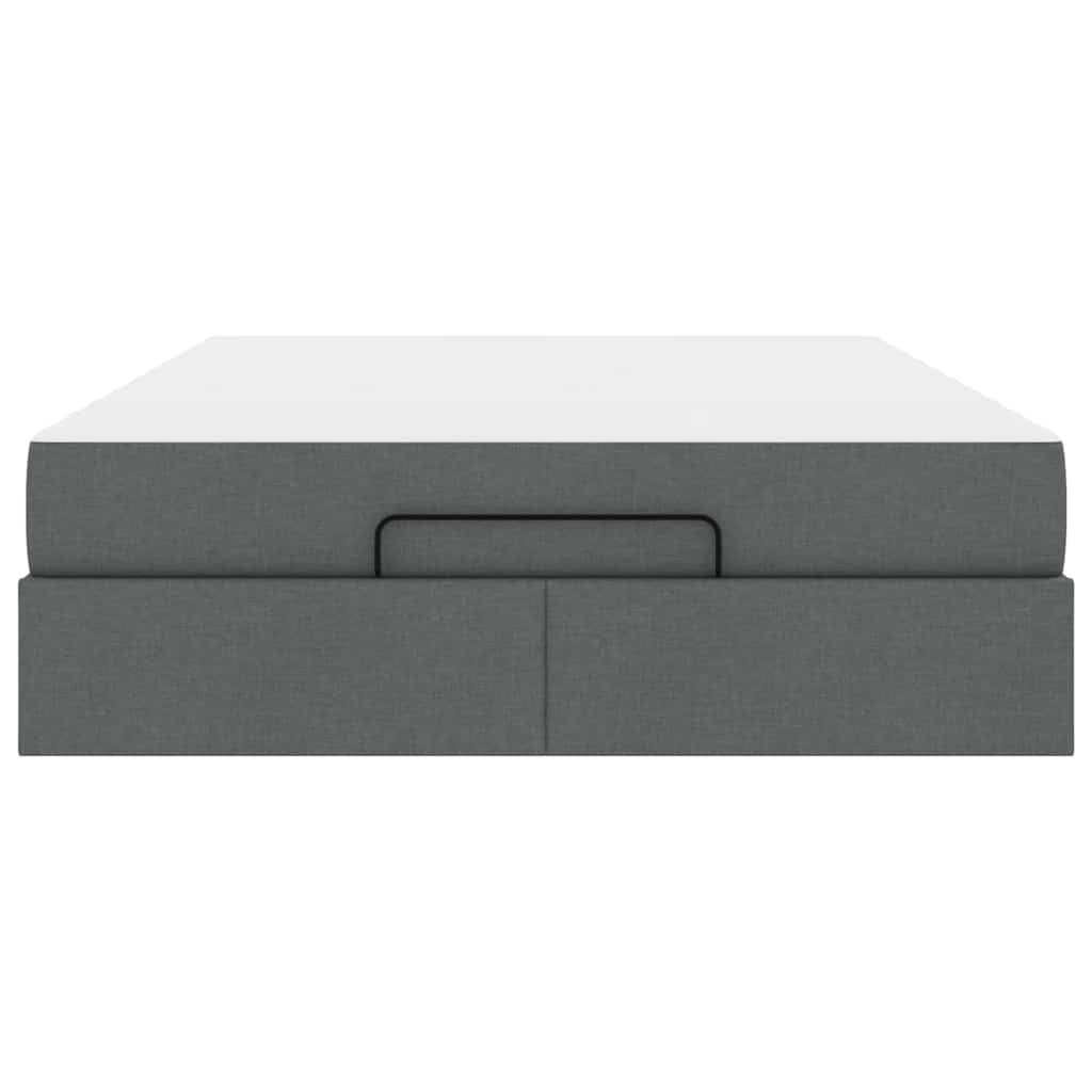 vidaXL Cadru de pat cu saltea cu saltea 2 pcs Gri Scurt țesătură