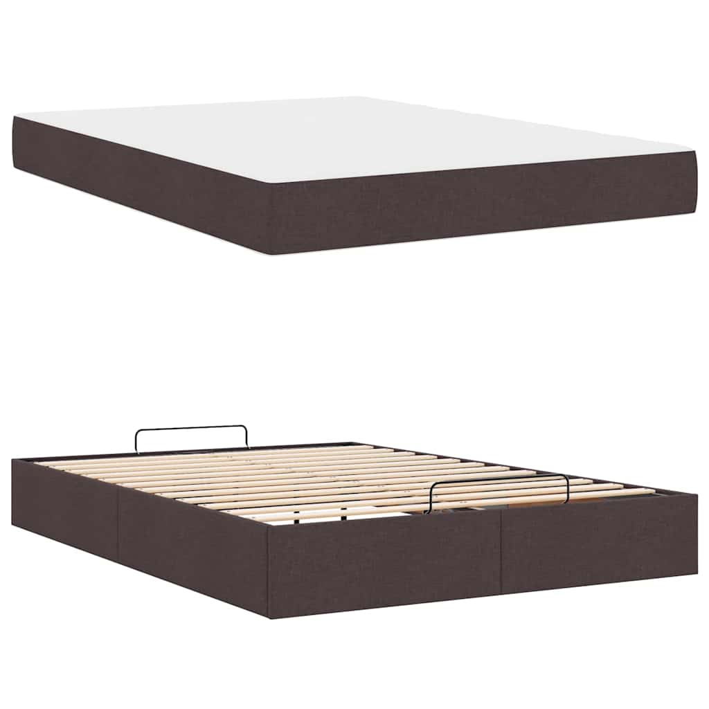vidaXL Cadru de pat cu depozitare Maro închis 160 x 200 cm țesătură