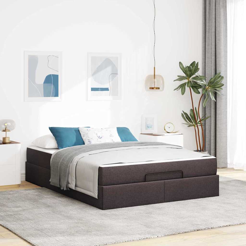 vidaXL Cadru de pat cu depozitare Maro închis 160 x 200 cm țesătură