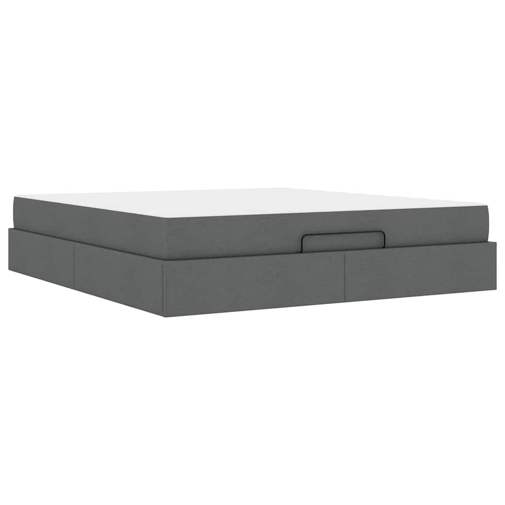 vidaXL Cadru de pat cu depozitare Gri închis 180 x 200 cm țesătură