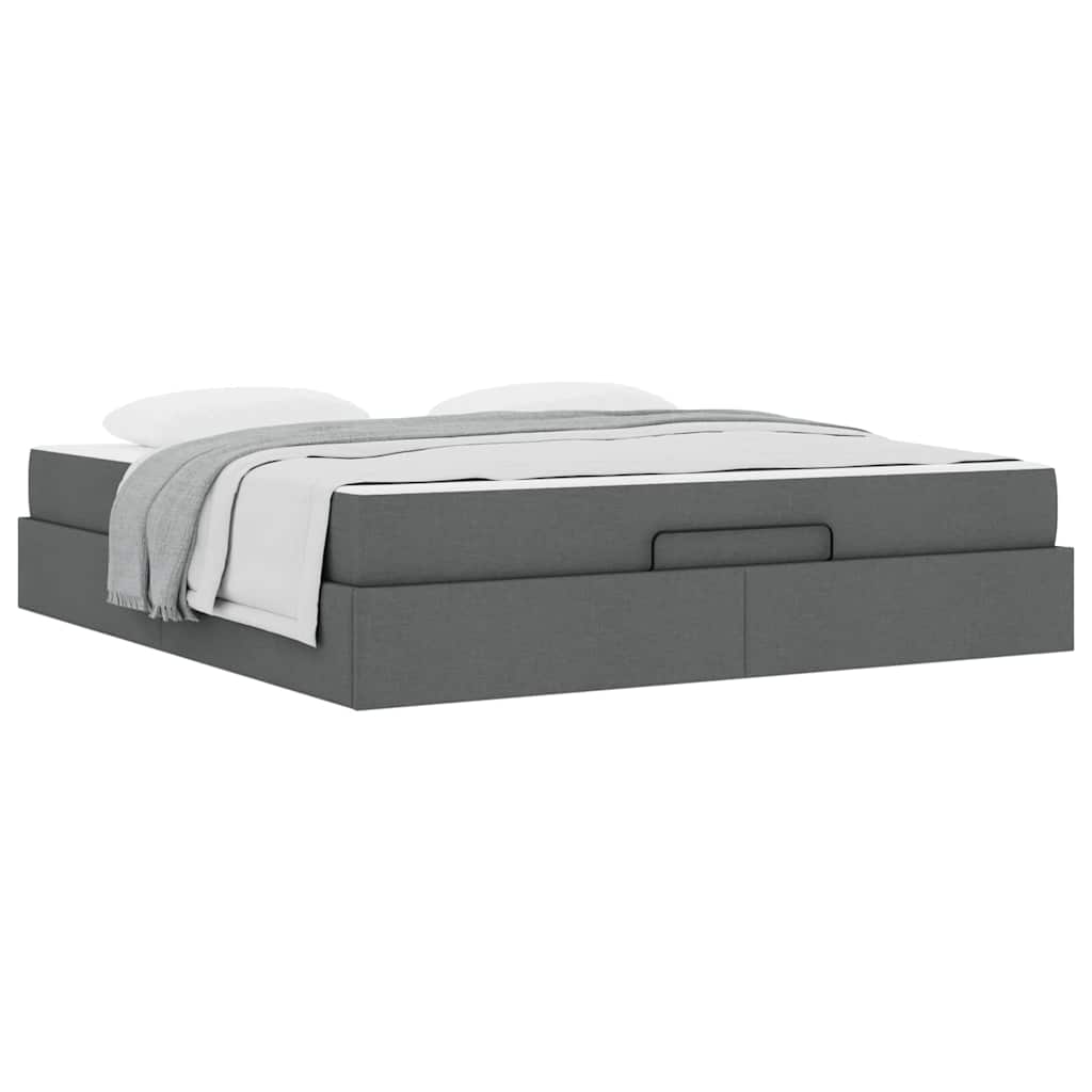 vidaXL Cadru de pat cu depozitare Gri închis 180 x 200 cm țesătură