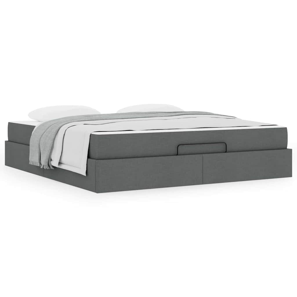 vidaXL Cadru de pat cu depozitare Gri închis 180 x 200 cm țesătură