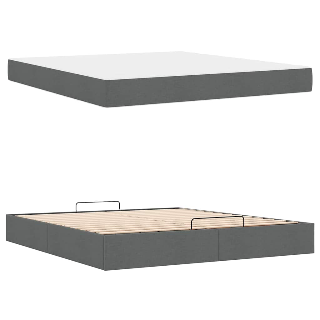 vidaXL Cadru de pat cu depozitare Gri închis 180 x 200 cm țesătură