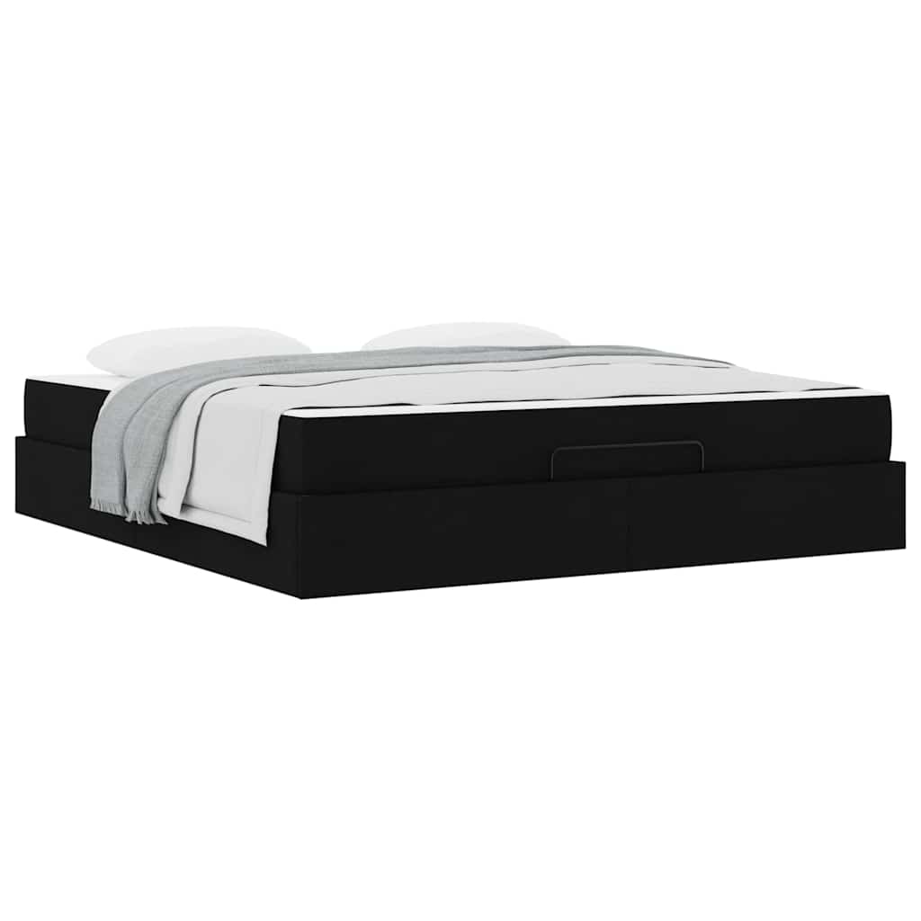 vidaXL Cadru de pat cu depozitare Negru 180 x 200 cm țesătură