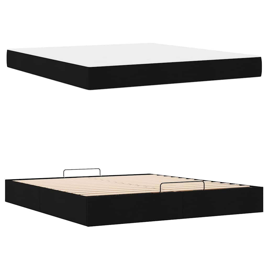 vidaXL Cadru de pat cu depozitare Negru 180 x 200 cm țesătură