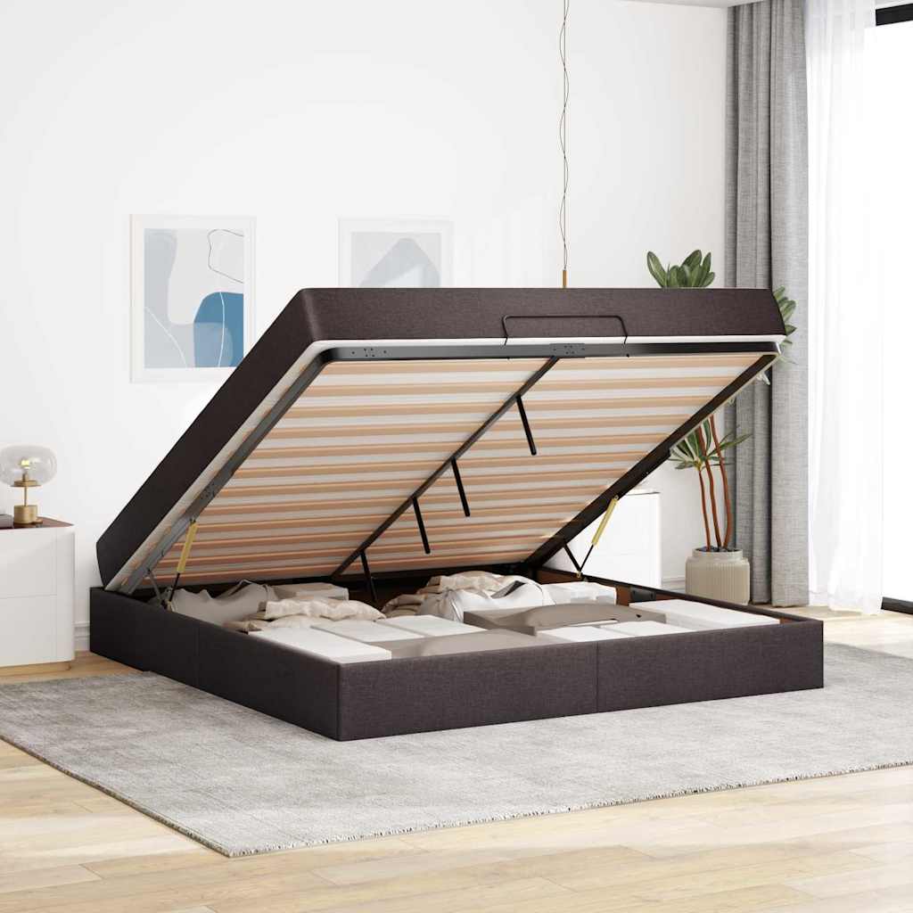 vidaXL Cadru de pat cu depozitare Maro închis 180 x 200 cm țesătură
