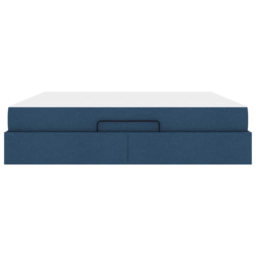 vidaXL Cadru de pat cu saltea cu saltea 2 pcs albastru țesătură