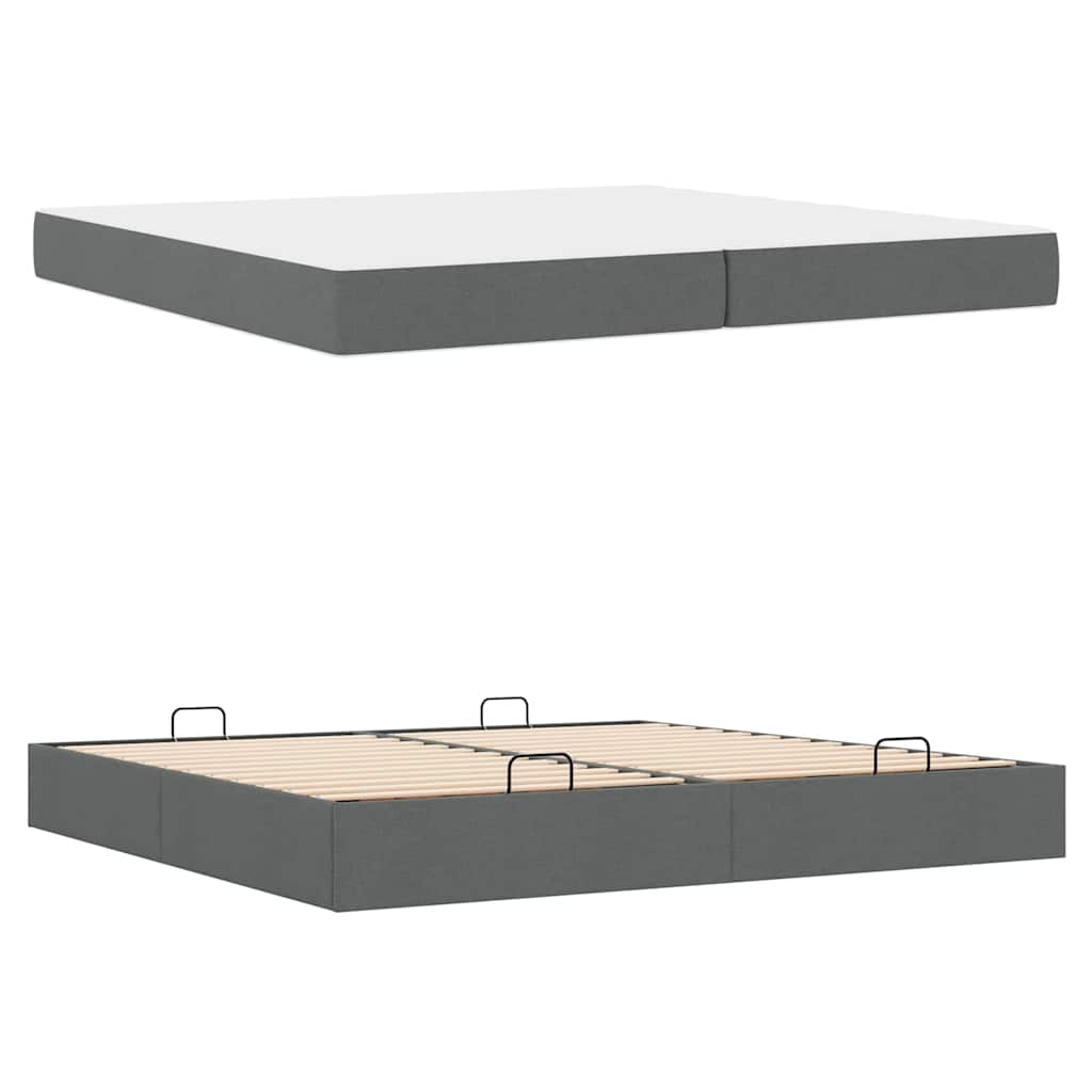 vidaXL Cadru de pat cu saltea cu saltea 2 pcs Gri Scurt țesătură