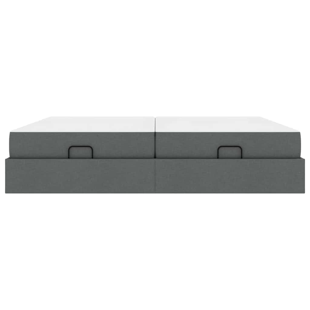 vidaXL Cadru de pat cu saltea cu saltea 2 pcs Gri Scurt țesătură