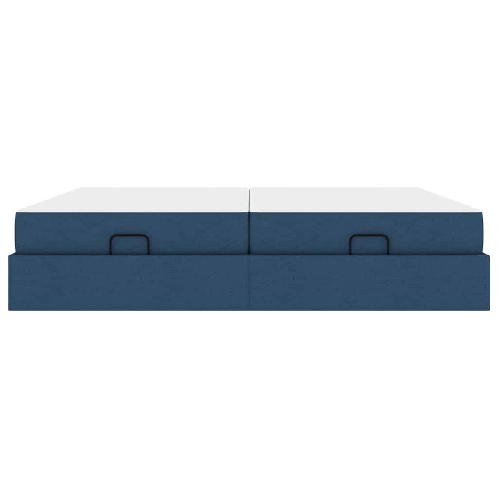 vidaXL Cadru de pat cu saltea cu saltea 2 pcs albastru țesătură