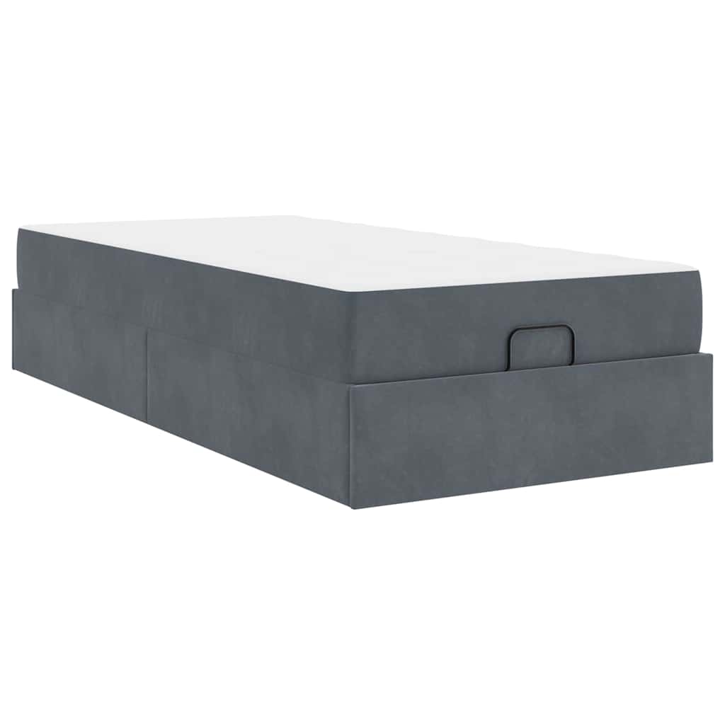 vidaXL Cadru de pat cu saltea Gri închis 80 x 200 cm Catifea