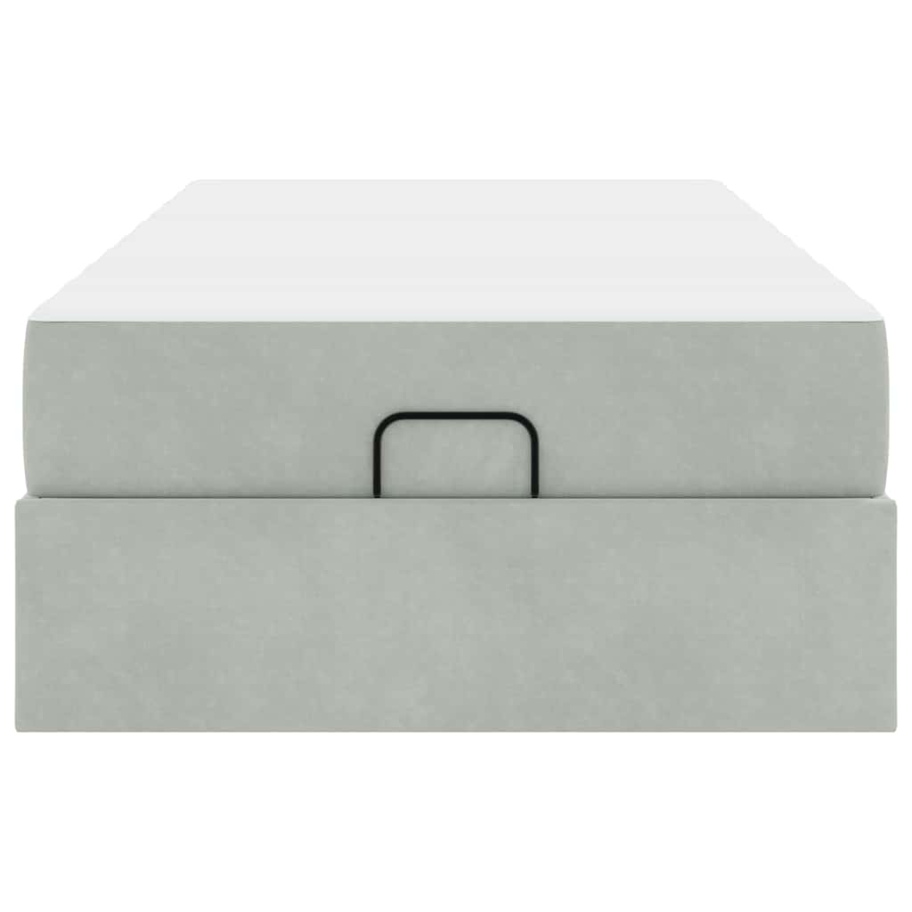 vidaXL Cadru de pat cu saltea cu saltea 2 pcs Gri deschis Catifea