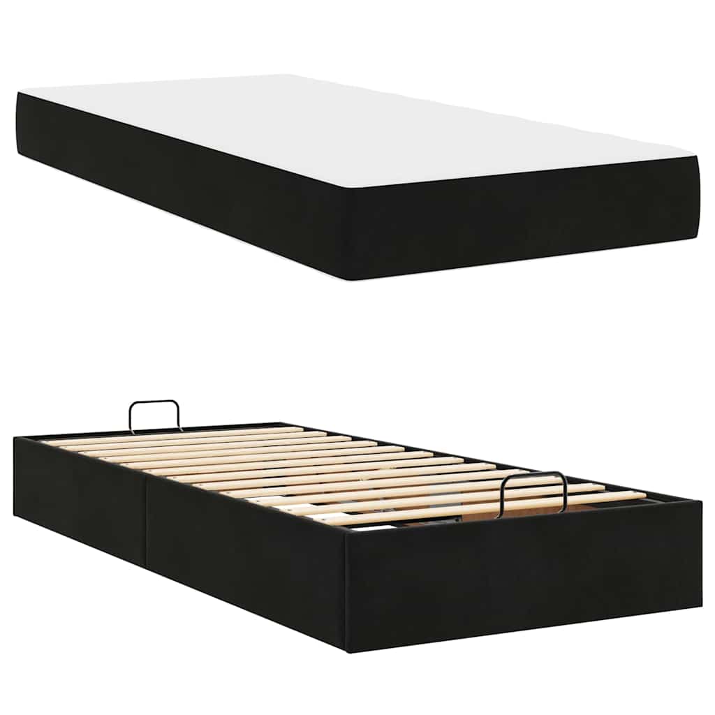 vidaXL Cadru de pat cu saltea cu depozitare Negru 90 x 200 cm Catifea