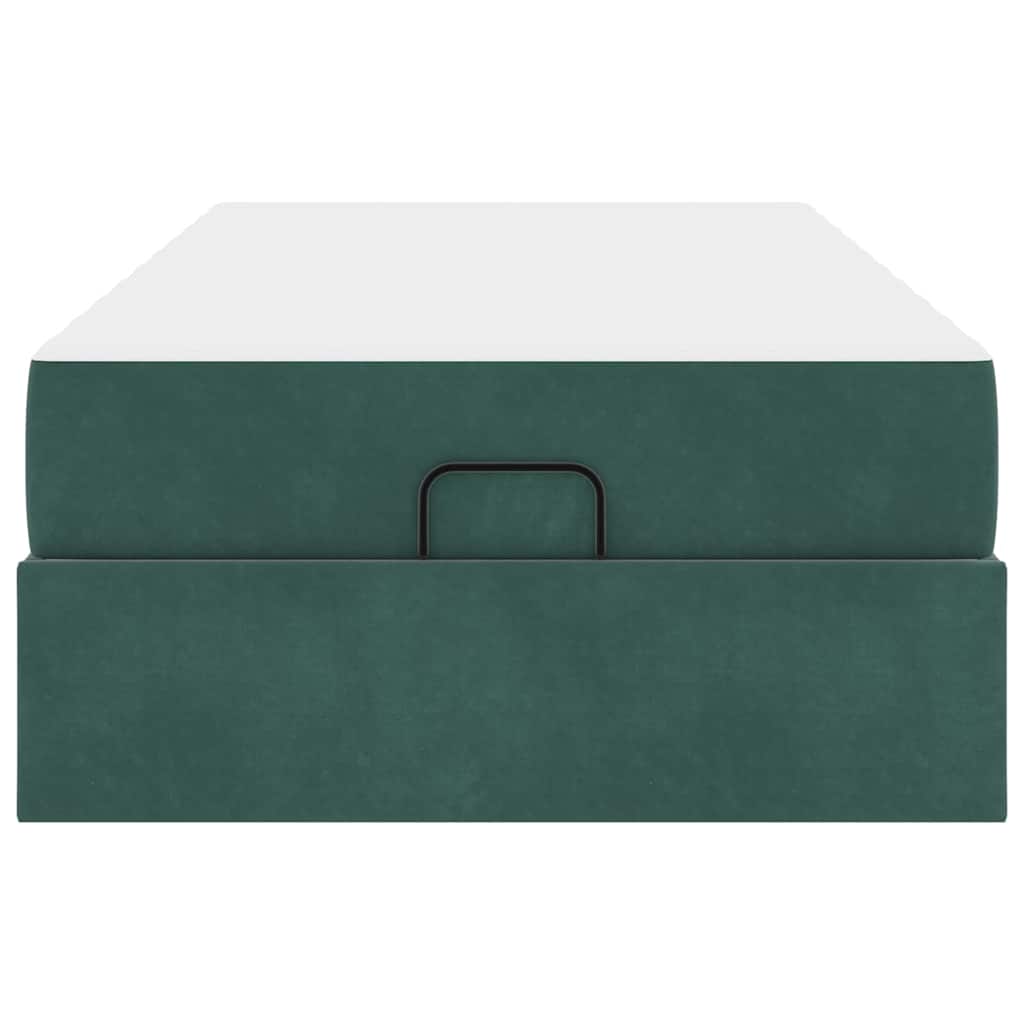 vidaXL Cadru de pat cu saltea Verde închis 90 x 200 cm Catifea