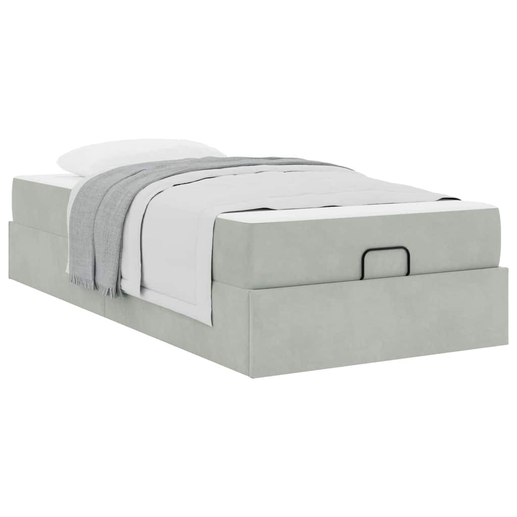vidaXL Cadru de pat cu saltea Gri deschis 100 x 200 cm Catifea