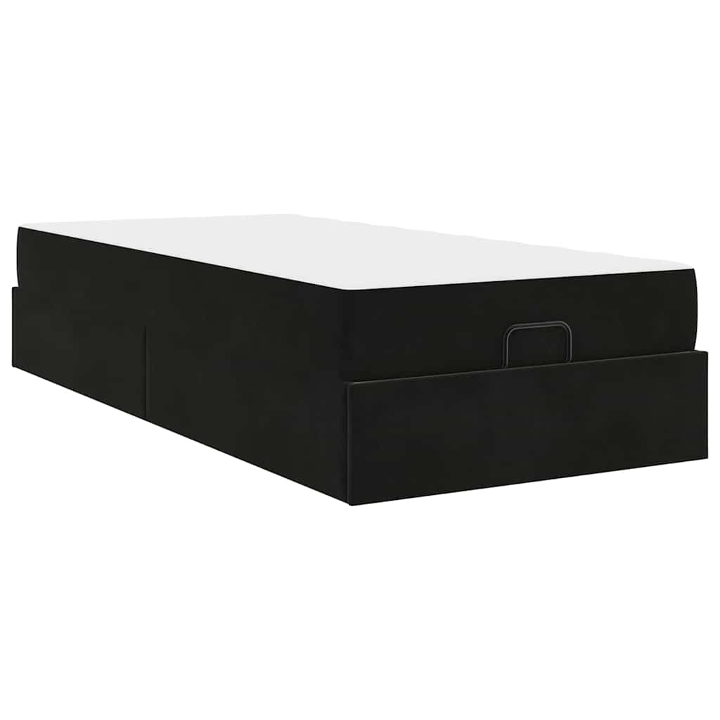 vidaXL Cadru de pat cu saltea cu depozitare Negru 100 x 200 cm Catifea