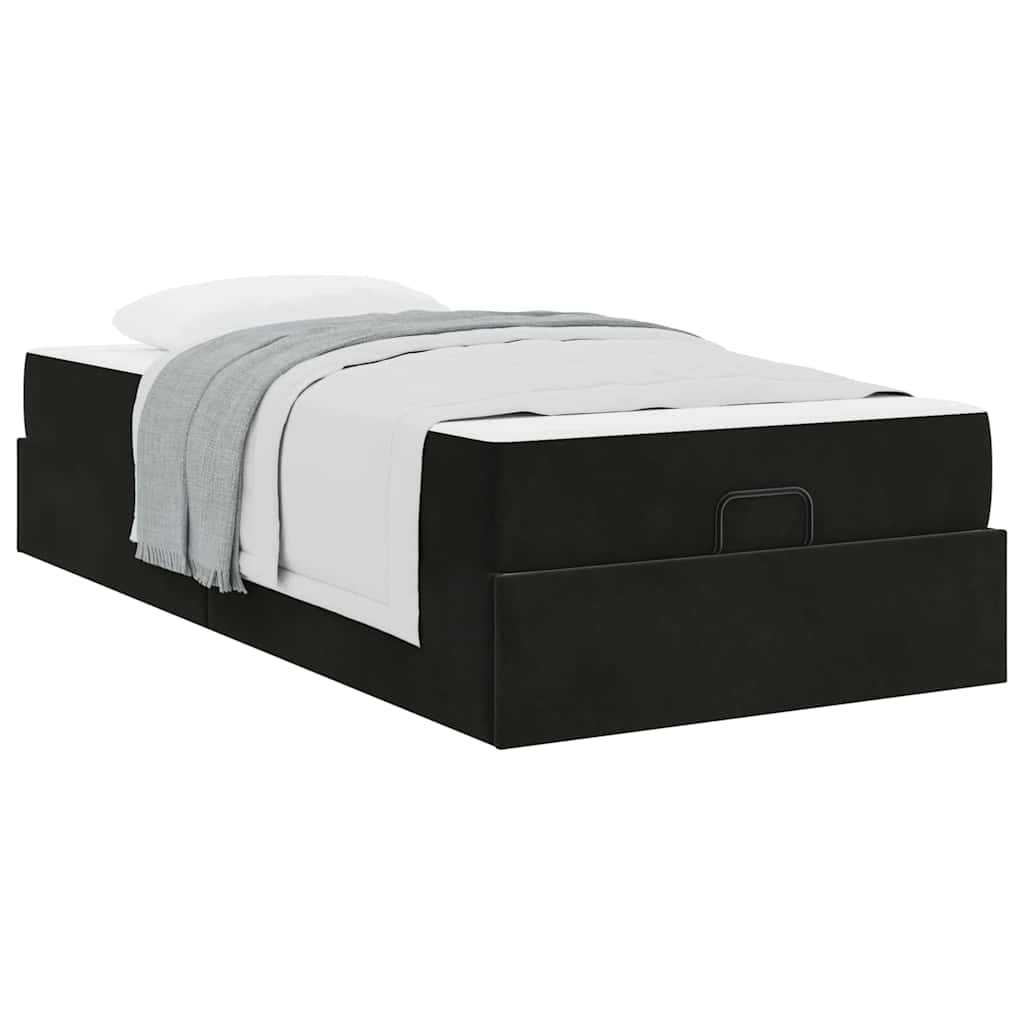 vidaXL Cadru de pat cu saltea cu depozitare Negru 100 x 200 cm Catifea