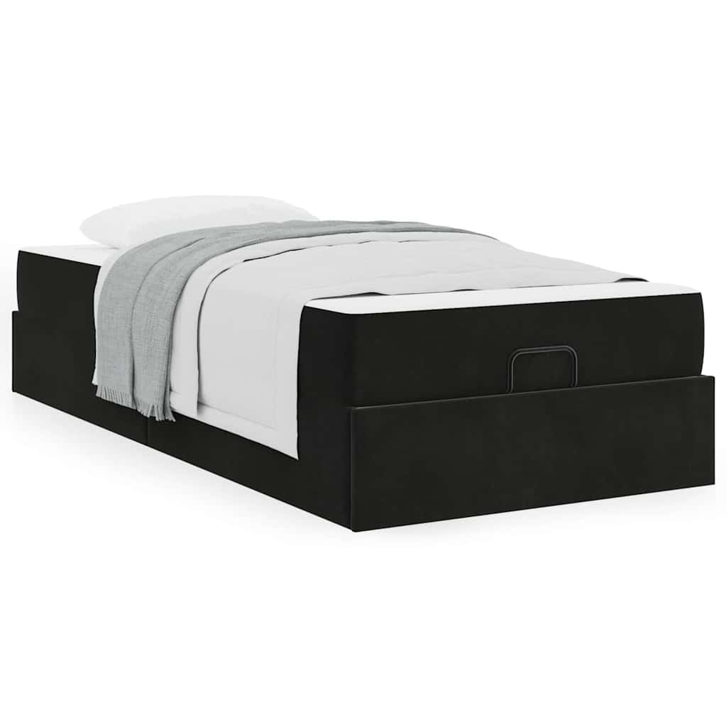 vidaXL Cadru de pat cu saltea cu depozitare Negru 100 x 200 cm Catifea