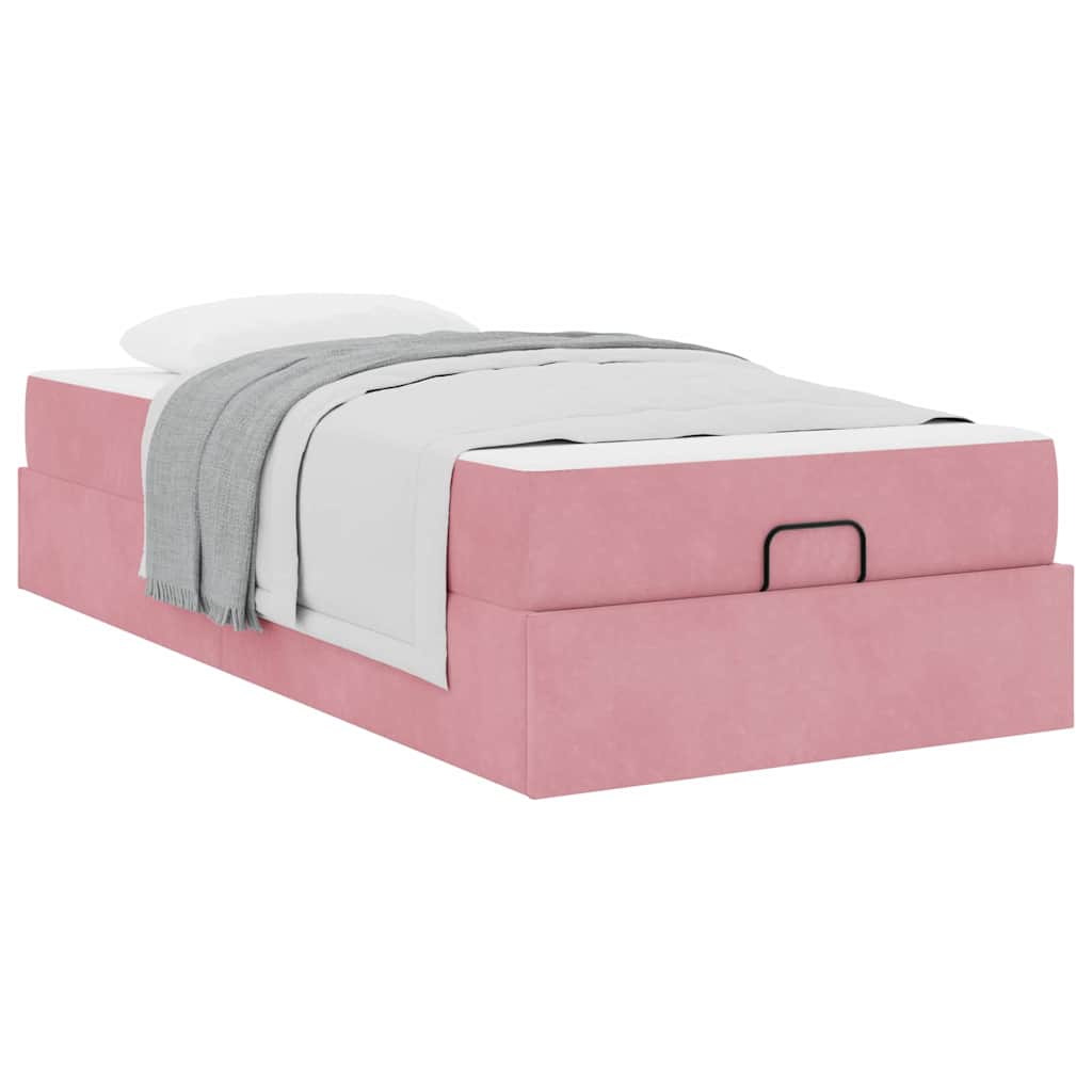 vidaXL Cadru de pat cu saltea cu depozitare Roz 100 x 200 cm Catifea