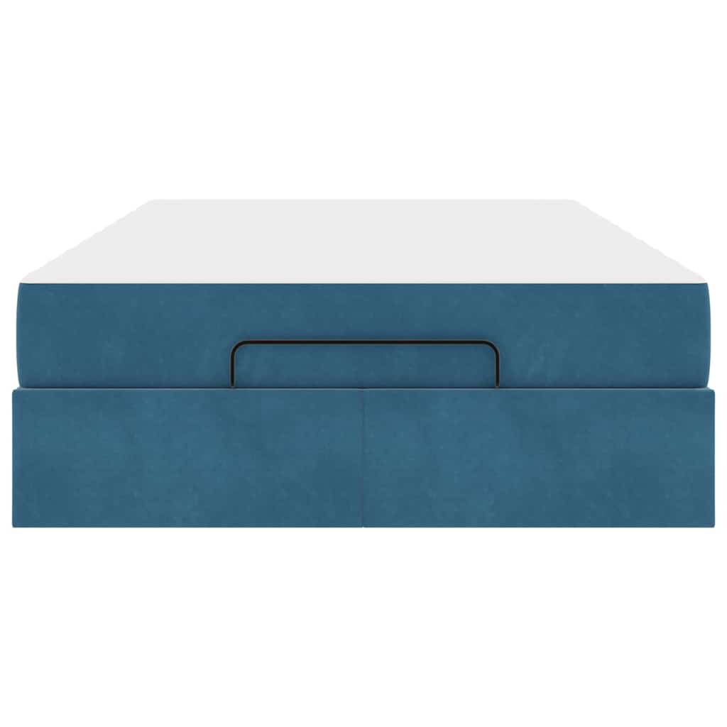 vidaXL Cadru de pat cu saltea cu saltea 2 pcs albastru Catifea