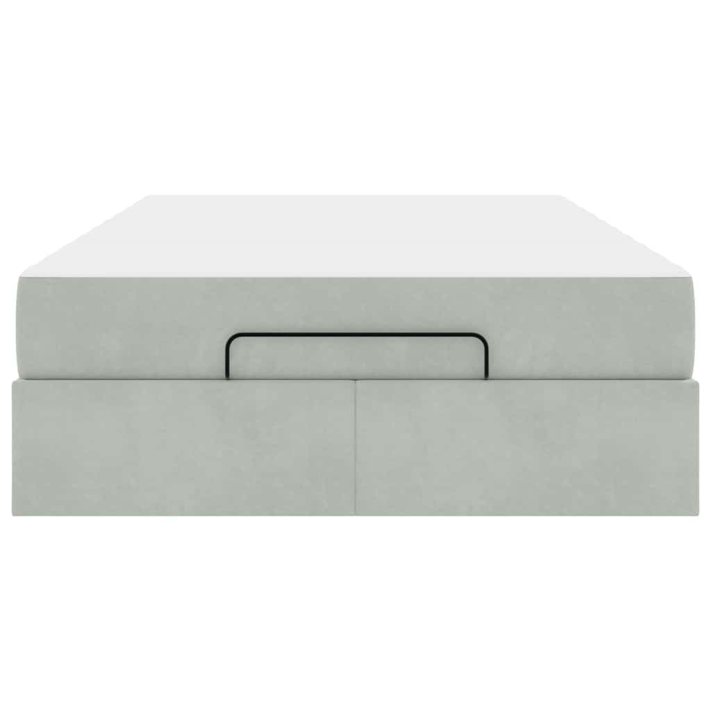 vidaXL Cadru de pat cu saltea cu saltea 2 pcs Gri deschis Catifea