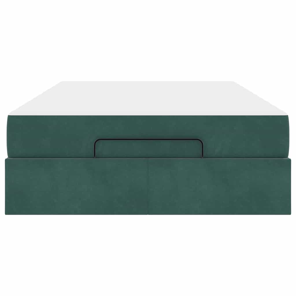 vidaXL Cadru de pat cu saltea cu saltea 2 pcs Verde Catifea