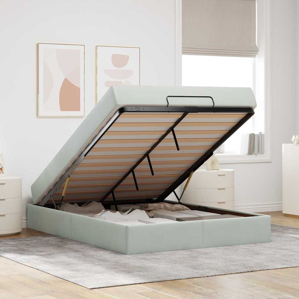 vidaXL Cadru de pat cu saltea Gri deschis 140 x 200 cm Catifea