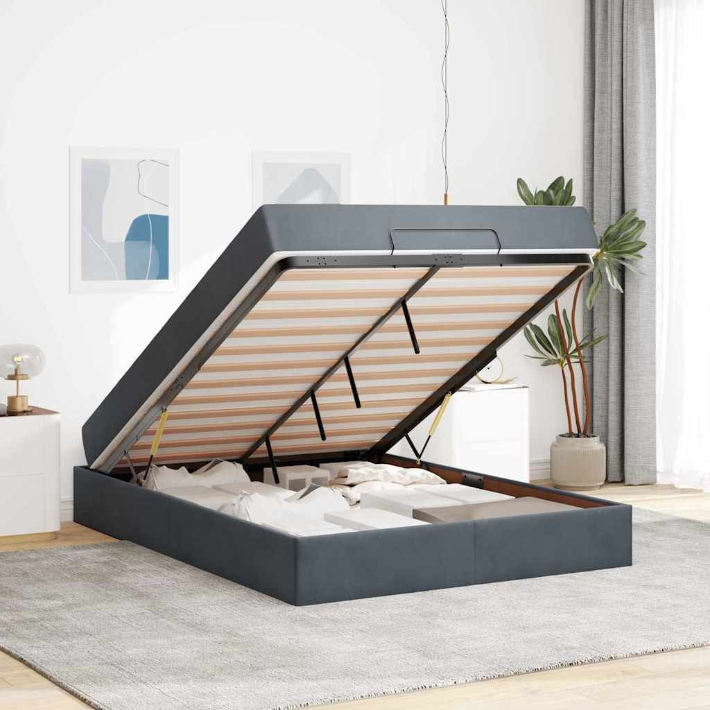 vidaXL Cadru de pat cu saltea Gri închis 140 x 200 cm Catifea