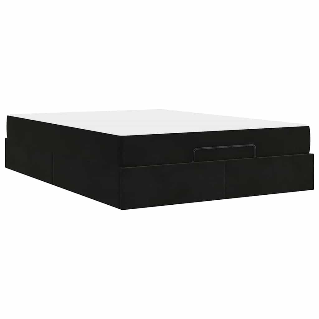 vidaXL Cadru de pat cu saltea cu depozitare Negru 140 x 200 cm Catifea