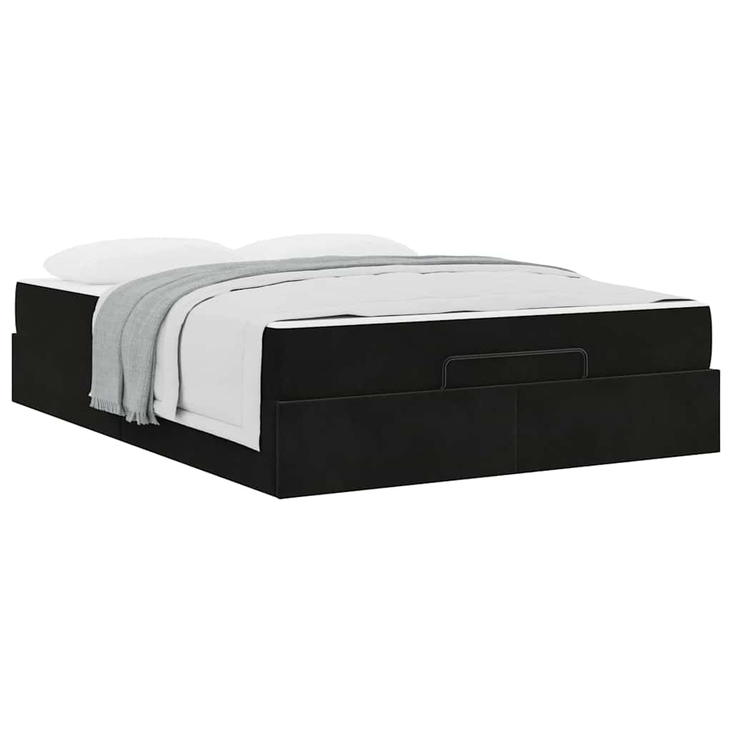 vidaXL Cadru de pat cu saltea cu depozitare Negru 140 x 200 cm Catifea