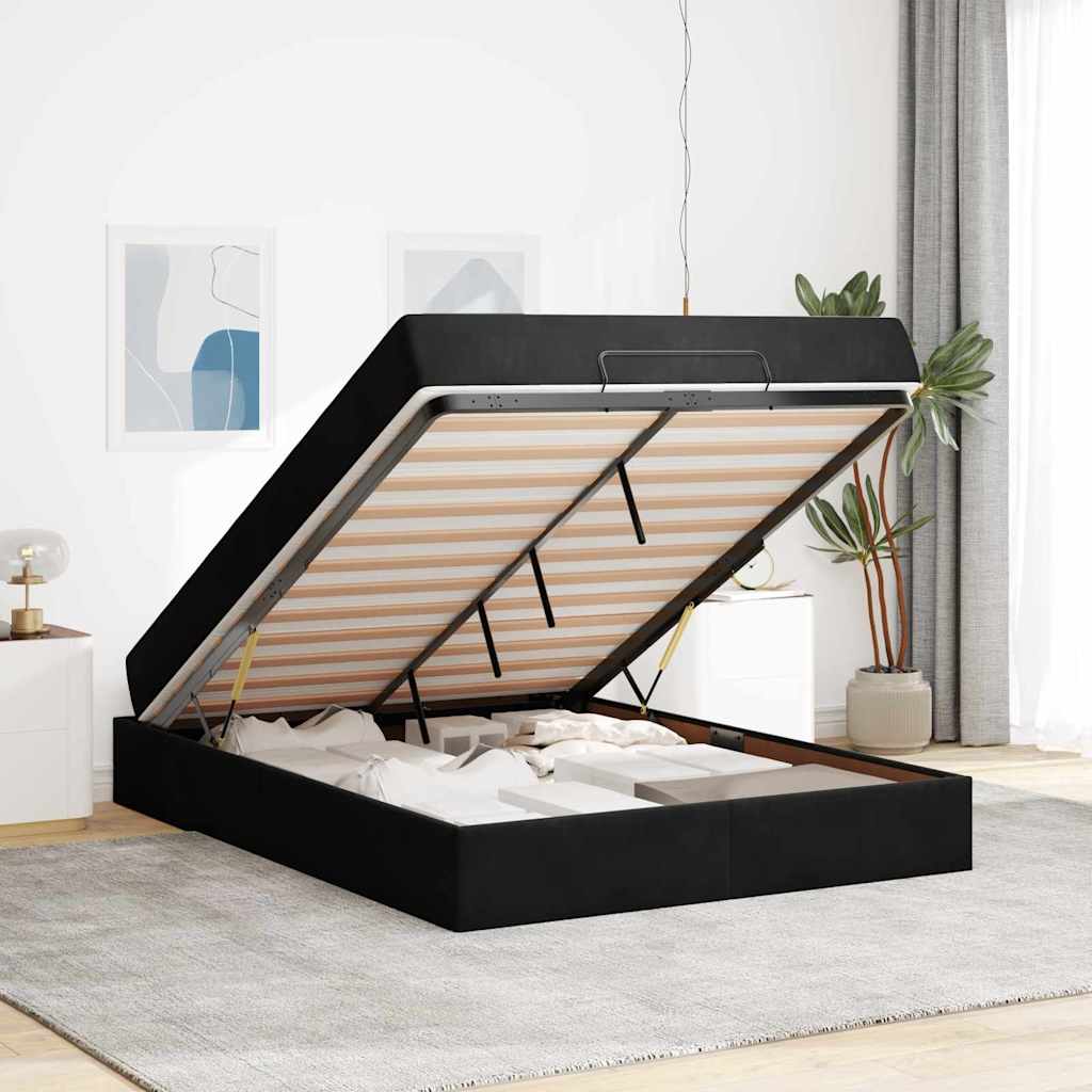 vidaXL Cadru de pat cu saltea cu depozitare Negru 140 x 200 cm Catifea
