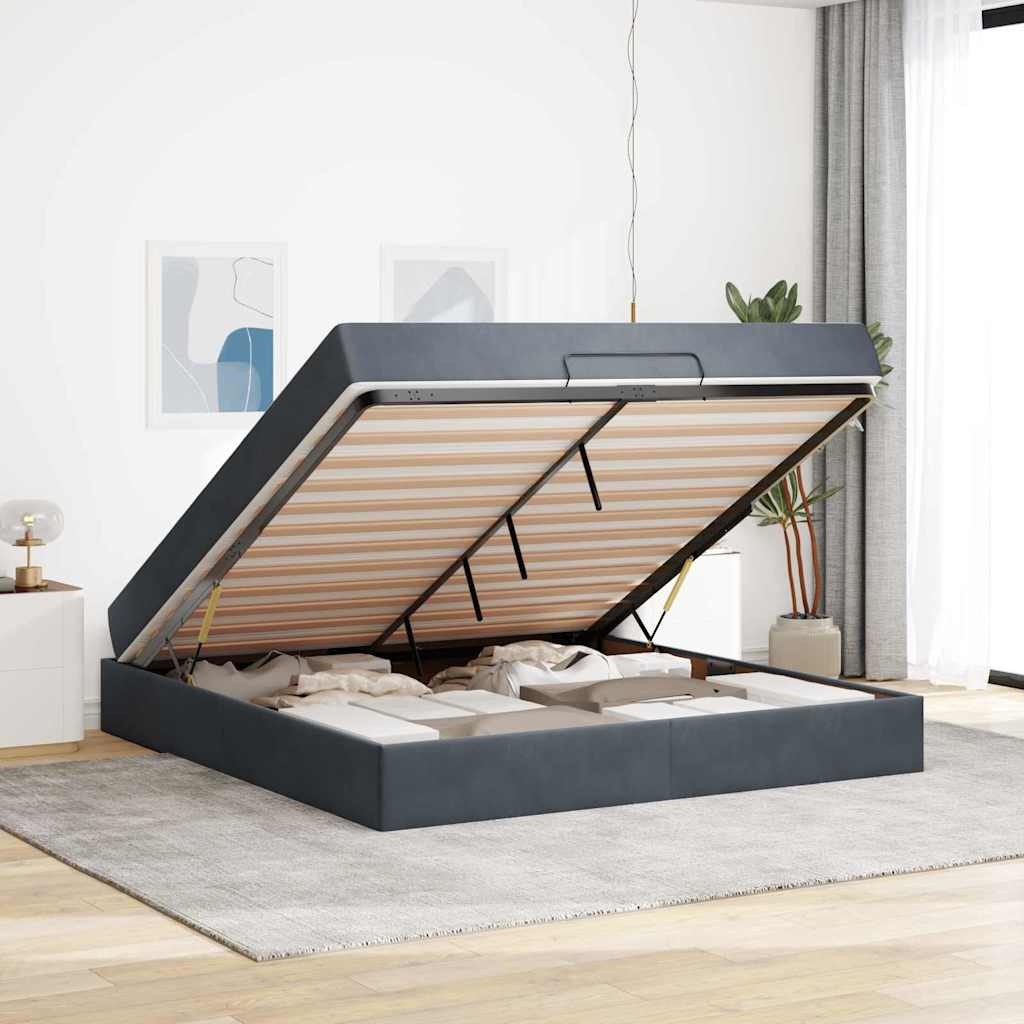 vidaXL Cadru de pat Gri închis 180 x 200 cm Catifea