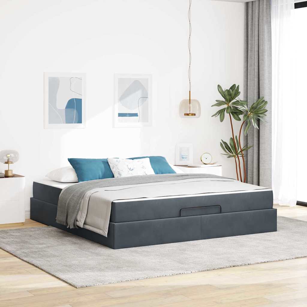 vidaXL Cadru de pat Gri închis 180 x 200 cm Catifea