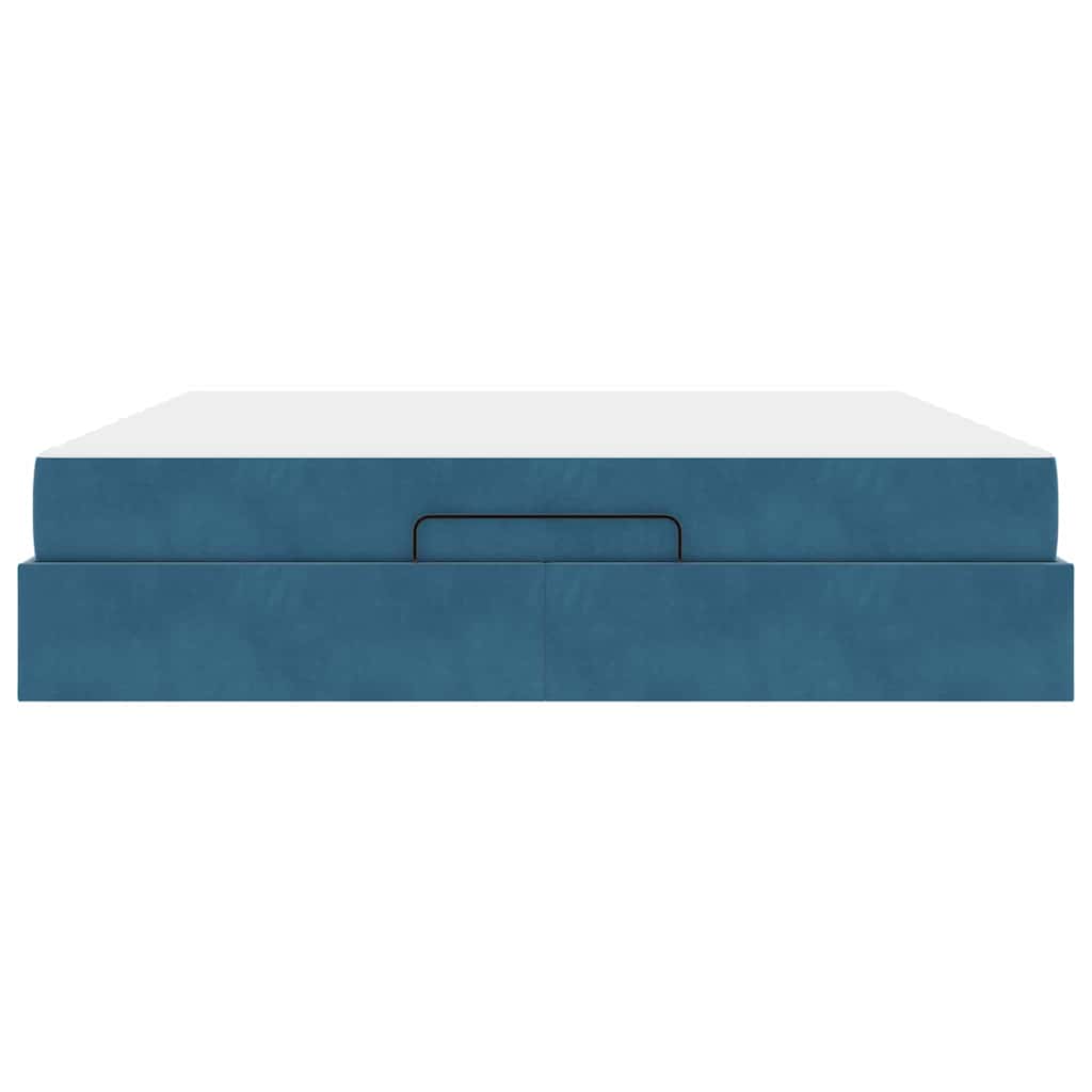 vidaXL Cadru de pat cu saltea cu saltea 2 pcs albastru Catifea