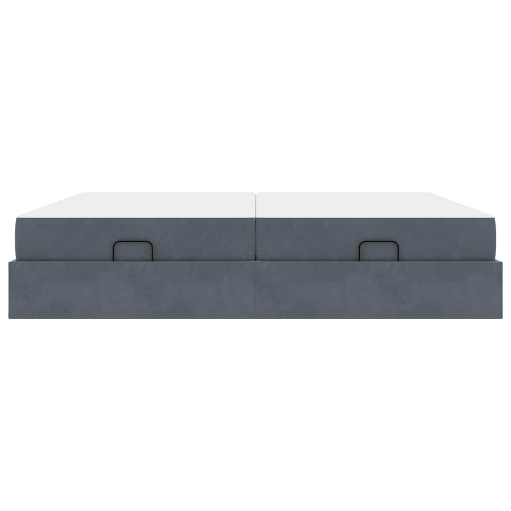vidaXL Cadru de pat cu saltea cu saltea 2 pcs Gri Scurt Catifea