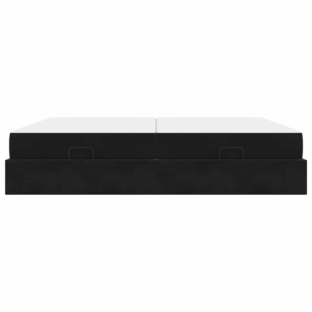 vidaXL Cadru de pat cu saltea cu saltea 2 pcs Negru Catifea