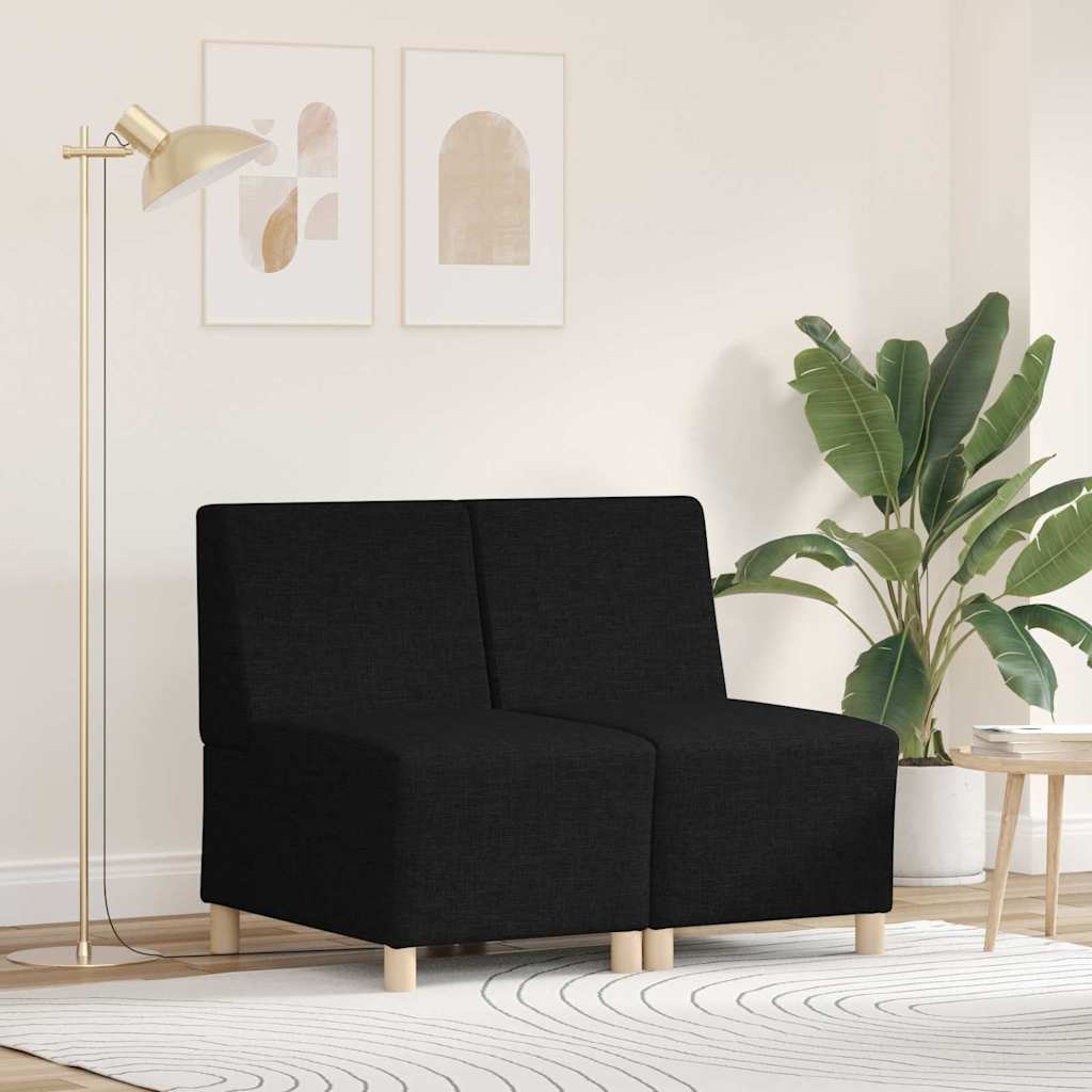 vidaXL Unitate Sofa Modulară Fără Brațe 2 pcs Negru 55 x 74 x 82 cm
