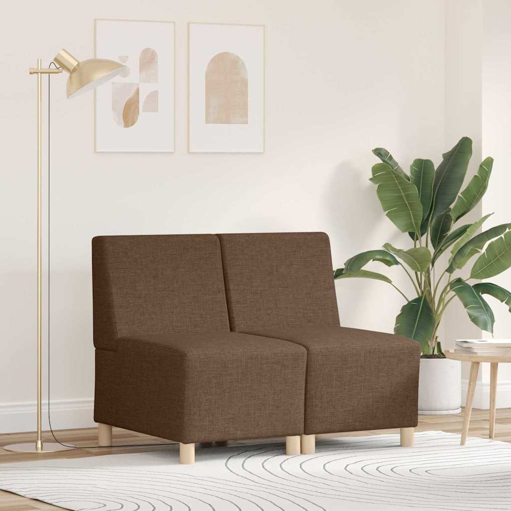 vidaXL Unitate Sofa Modulară Fără Brațe 2 pcs Maro 55 x 74 x 82 cm
