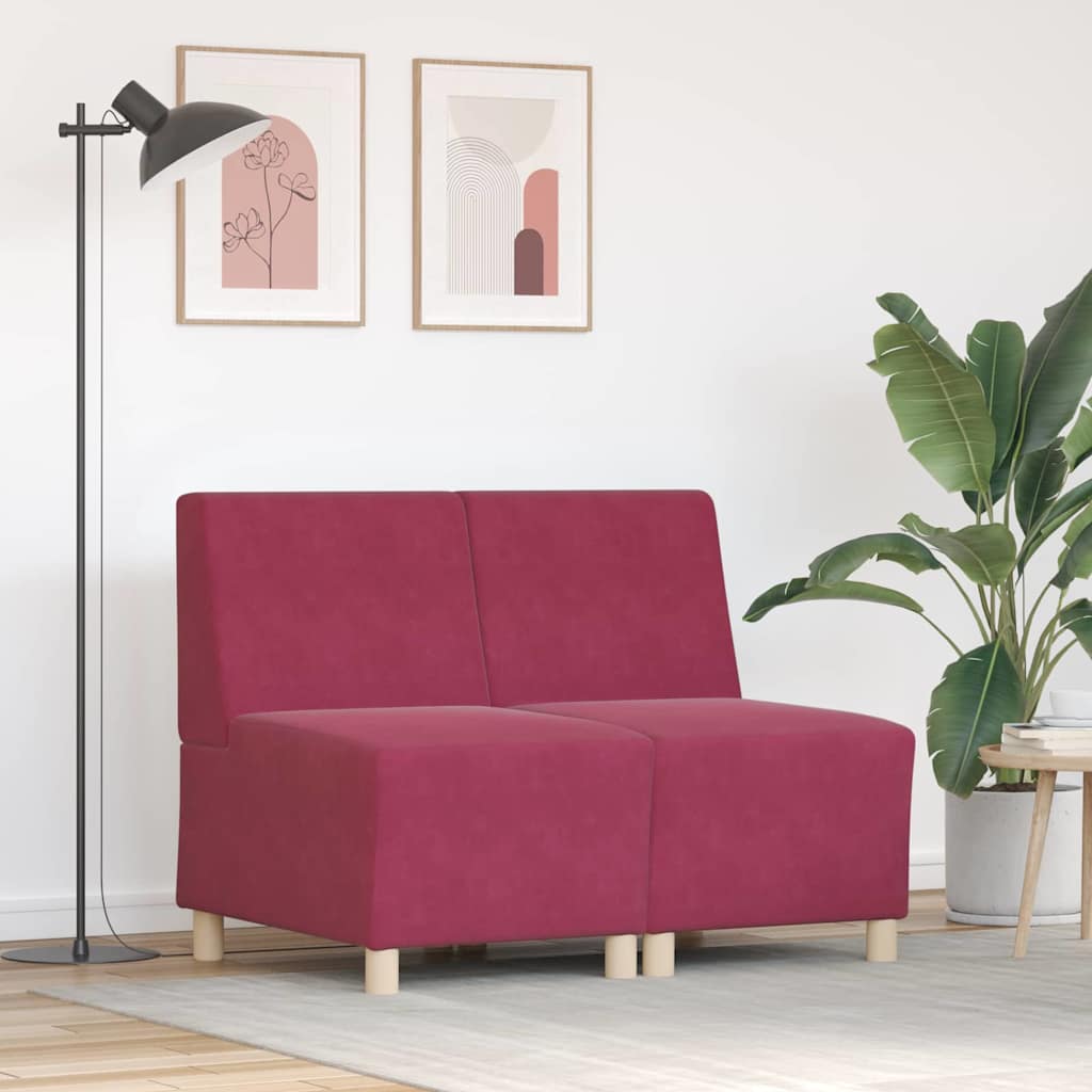 vidaXL Unitate Sofa Modulară Fără Brațe 2 pcs Roșu Vin 55 x 74 x 82 cm