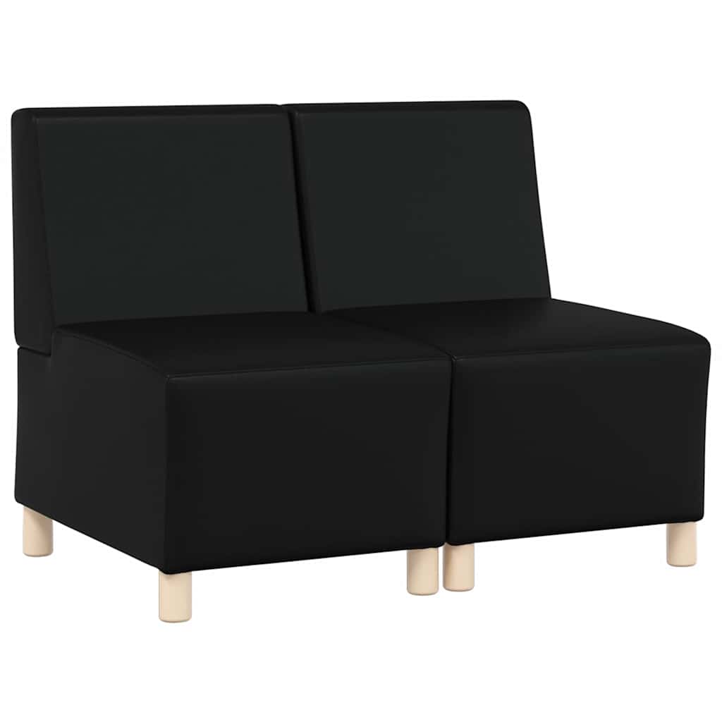 vidaXL Unitate Sofa Modulară Fără Brațe 2 pcs Negru 55 x 74 x 82 cm
