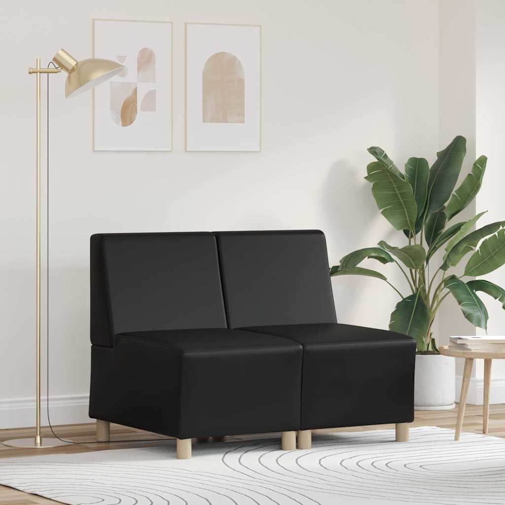 vidaXL Unitate Sofa Modulară Fără Brațe 2 pcs Negru 55 x 74 x 82 cm