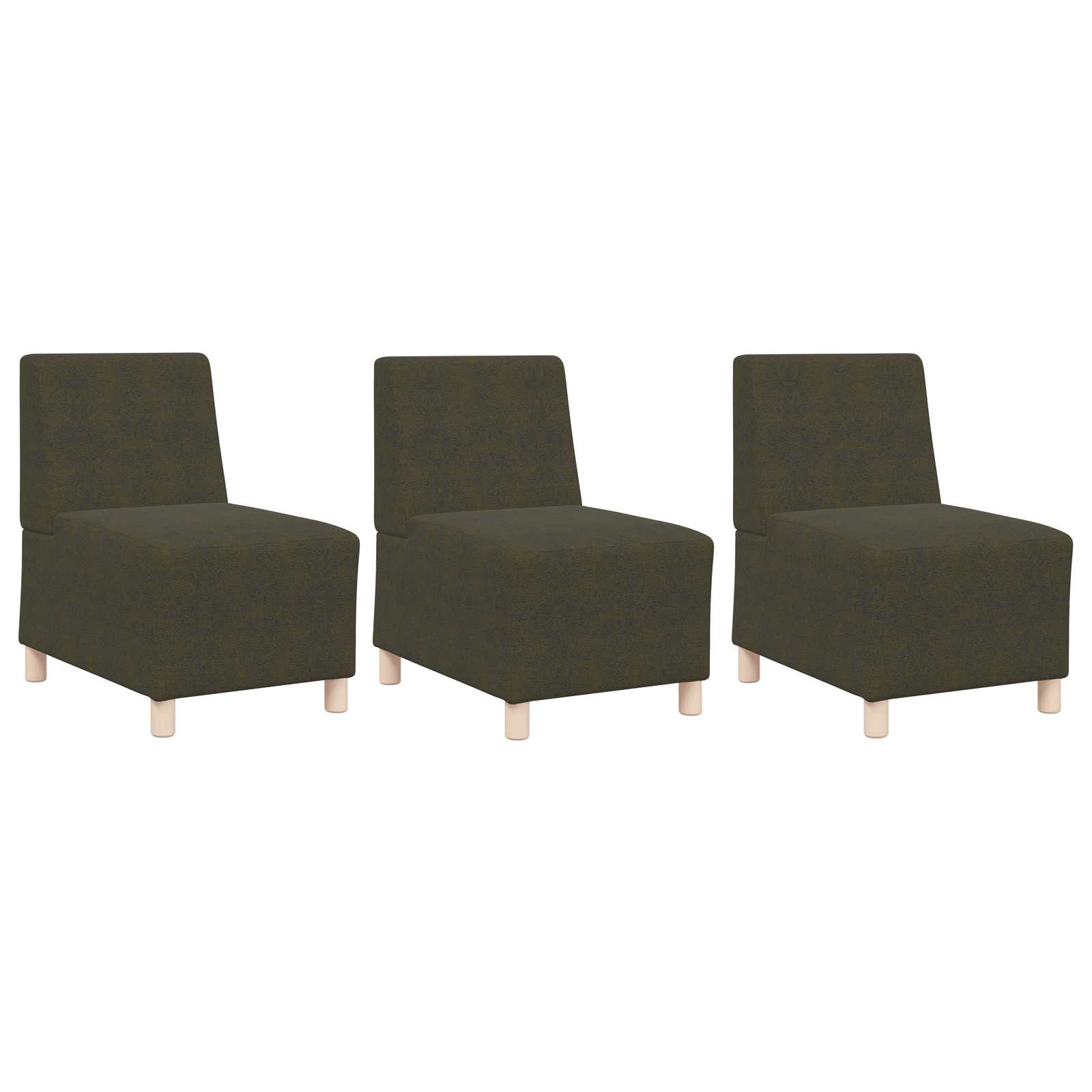 vidaXL Fotoliu 3 pcs Verde 55 x 74 x 82 cm Piele ecologică de suede