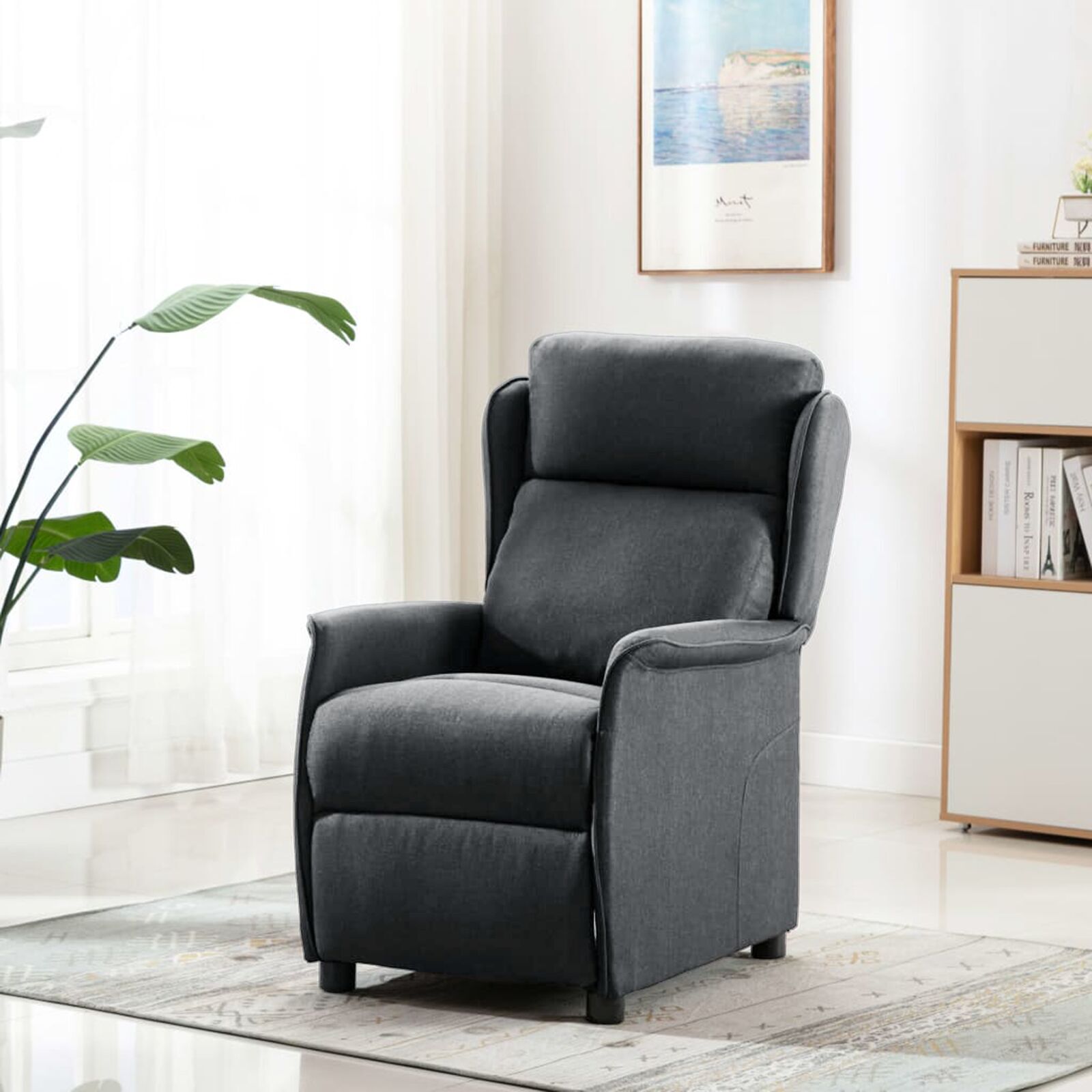 vidaXL Scaun recliner gri închis din material textil