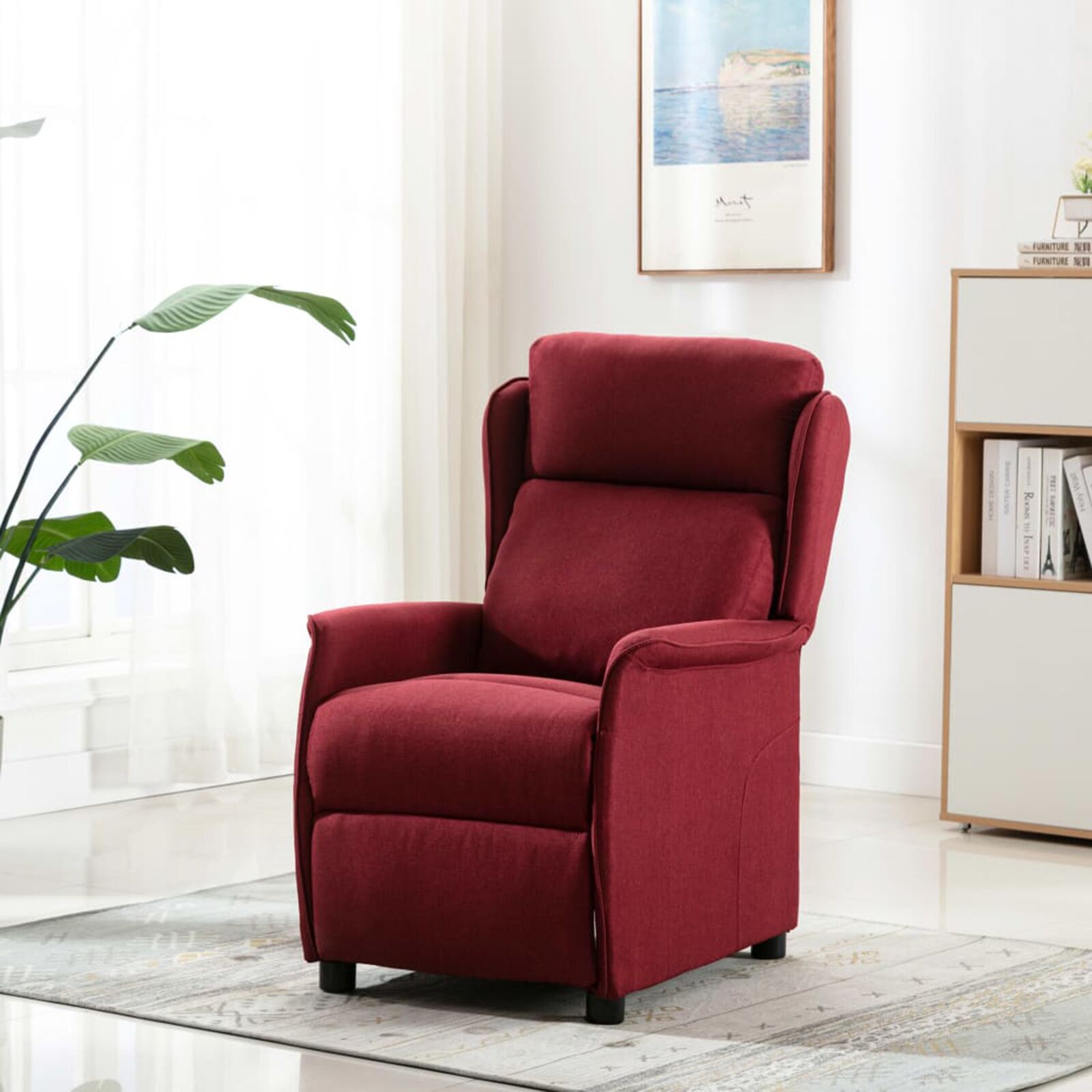 vidaXL Fotoliu recliner bordo 67.5 x 93.5 x 101.5 cm țesătură