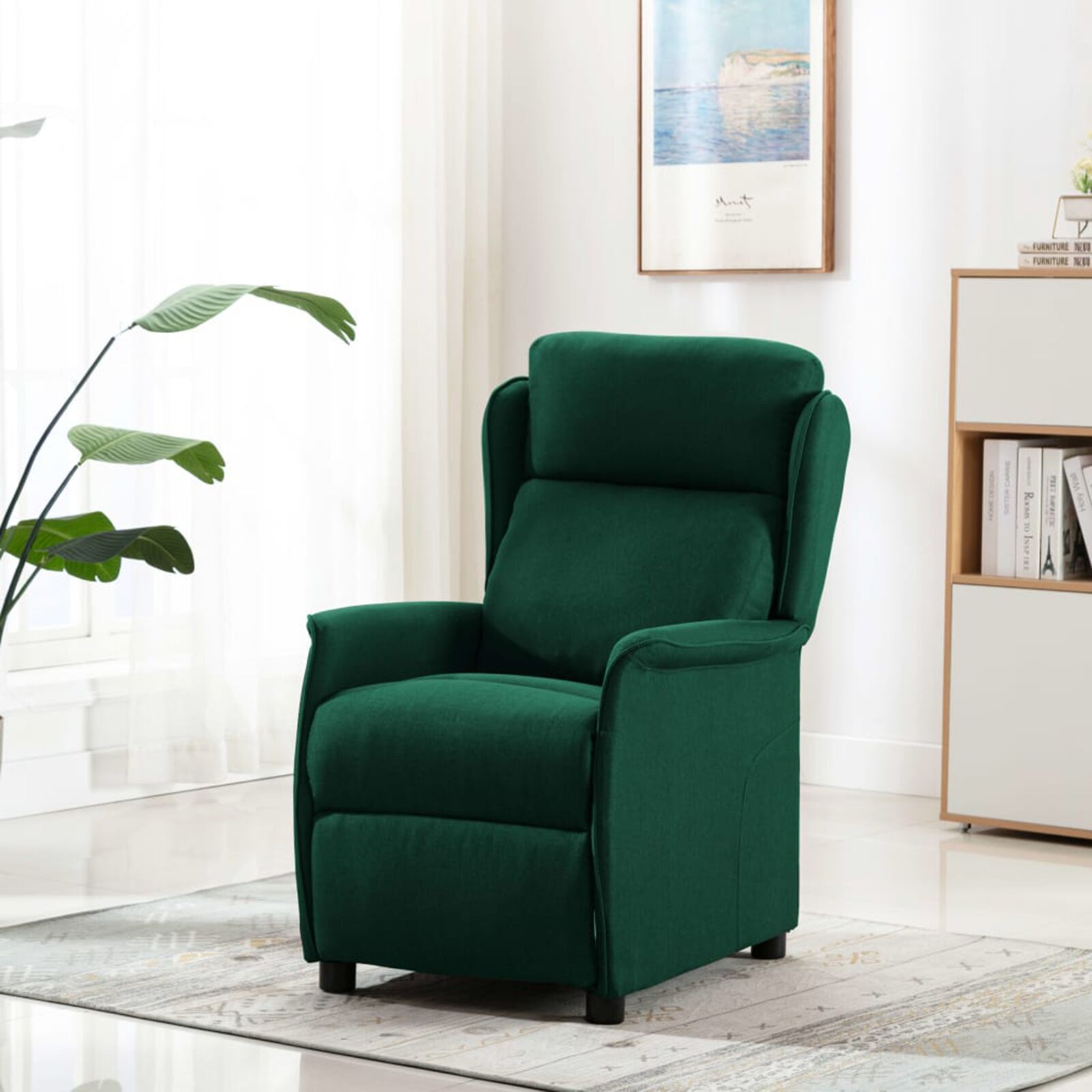 vidaXL Scaun de recliner Verde închis din țesătură
