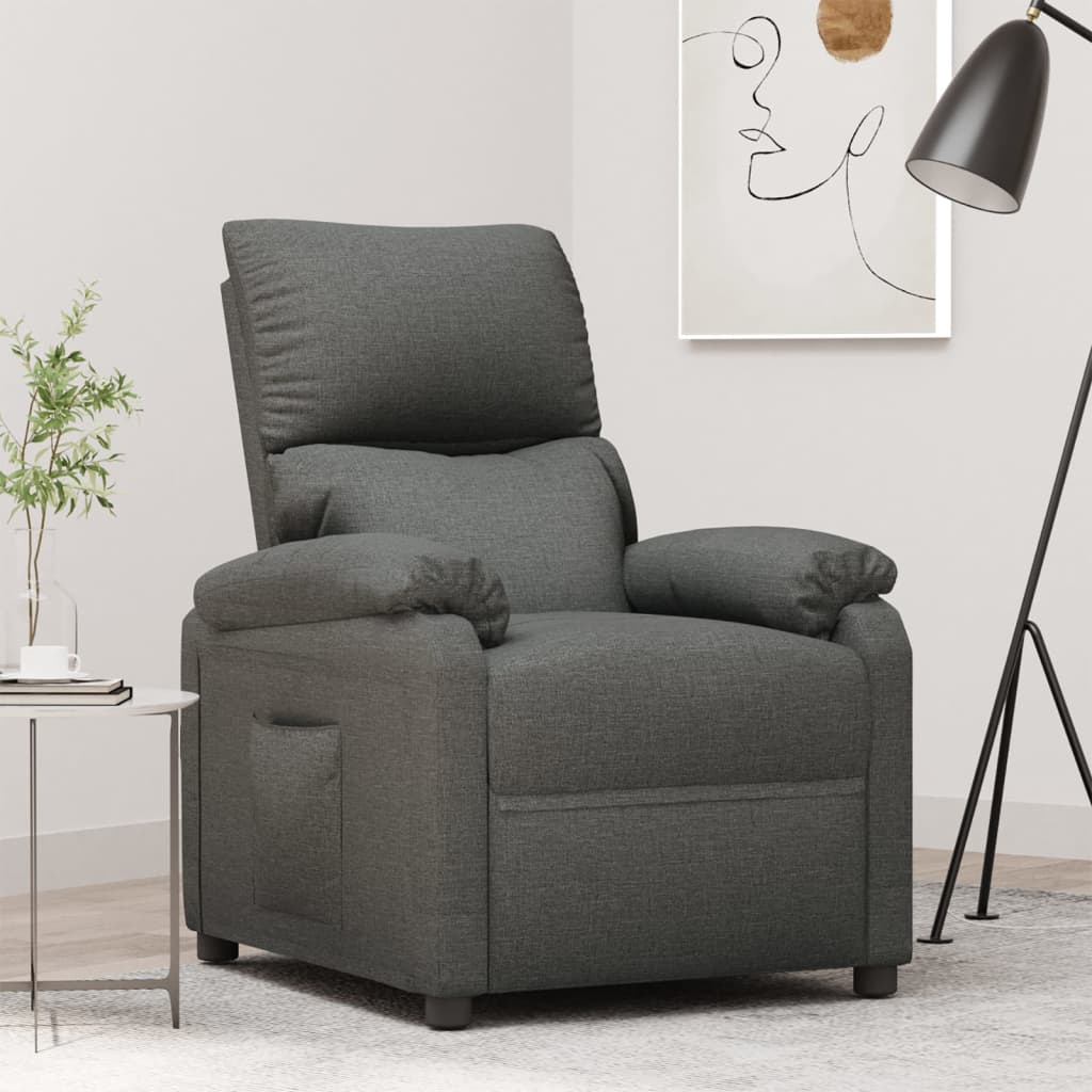 vidaXL Fotoliu rabatabil, gri închis, material textil
