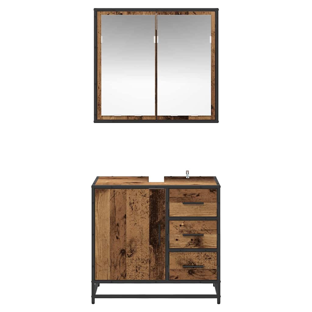 vidaXL Set de mobilier pentru baie 2 pcs Lemn Vechi Lemn compozit