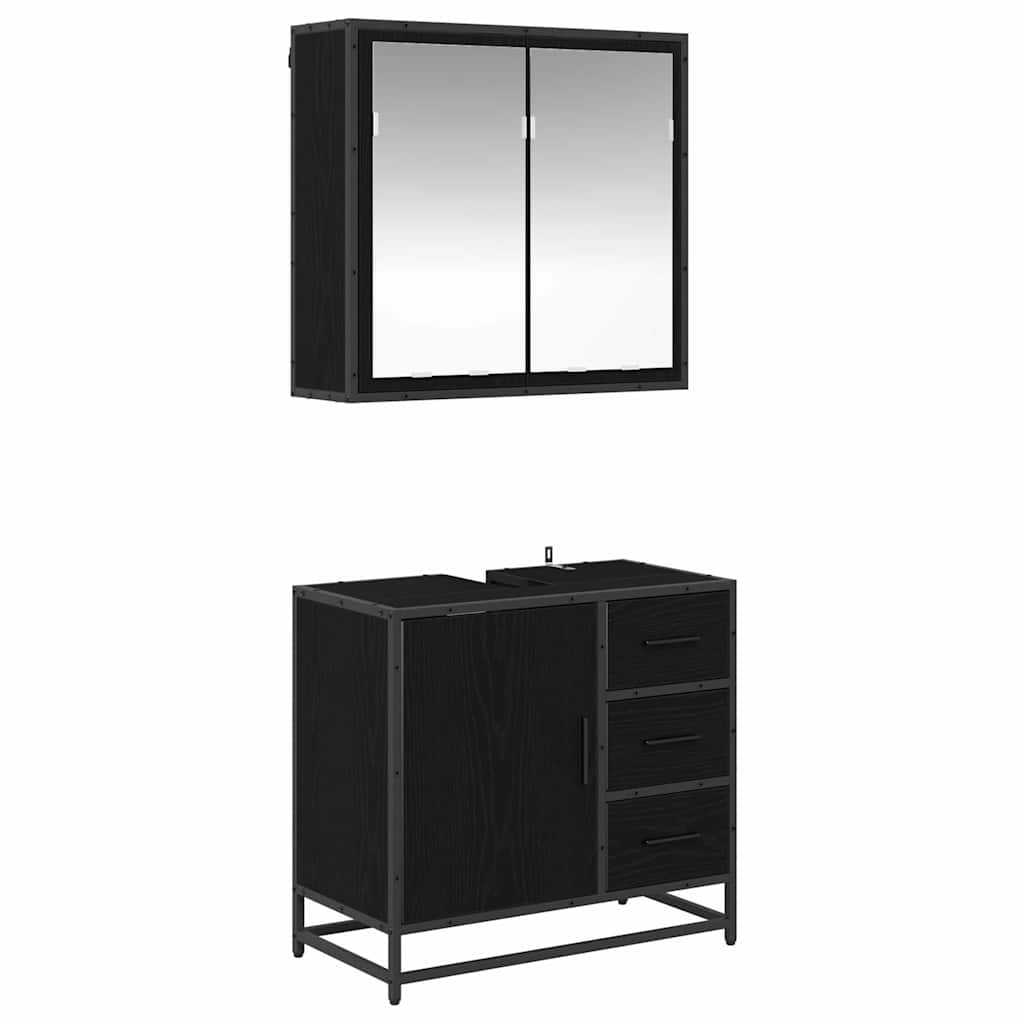 vidaXL Set de mobilier pentru baie 2 pcs Stejar negru Lemn compozit