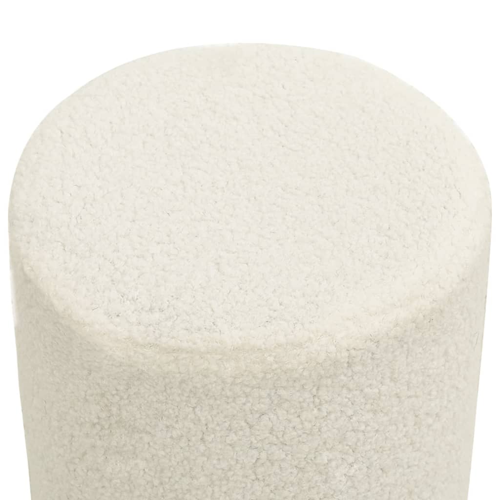 vidaXL Taburet rotund, alb, lână 28 x 36 cm