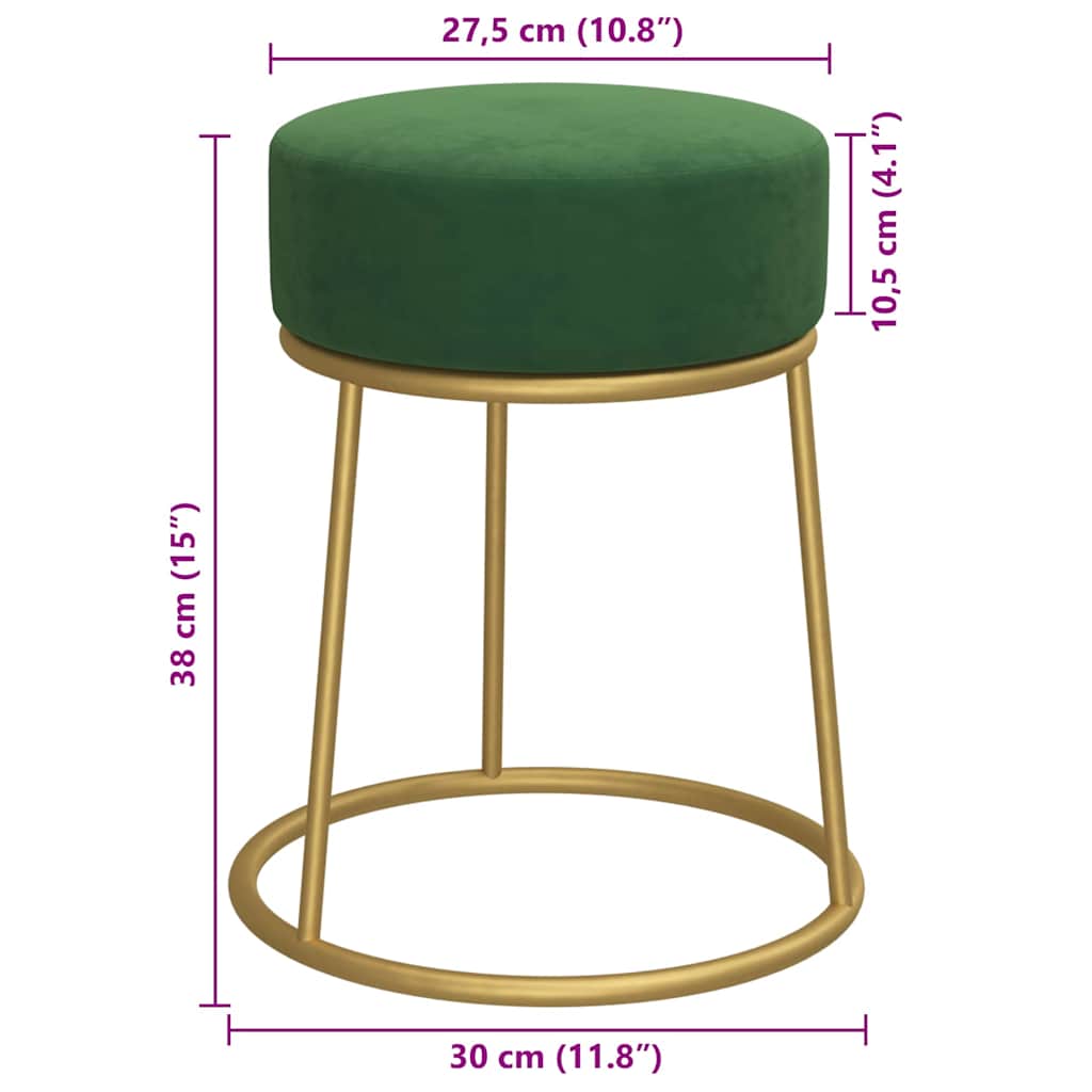 vidaXL Taburet rotund, verde, catifea vidaXL Taburet rotund, verde, catifea